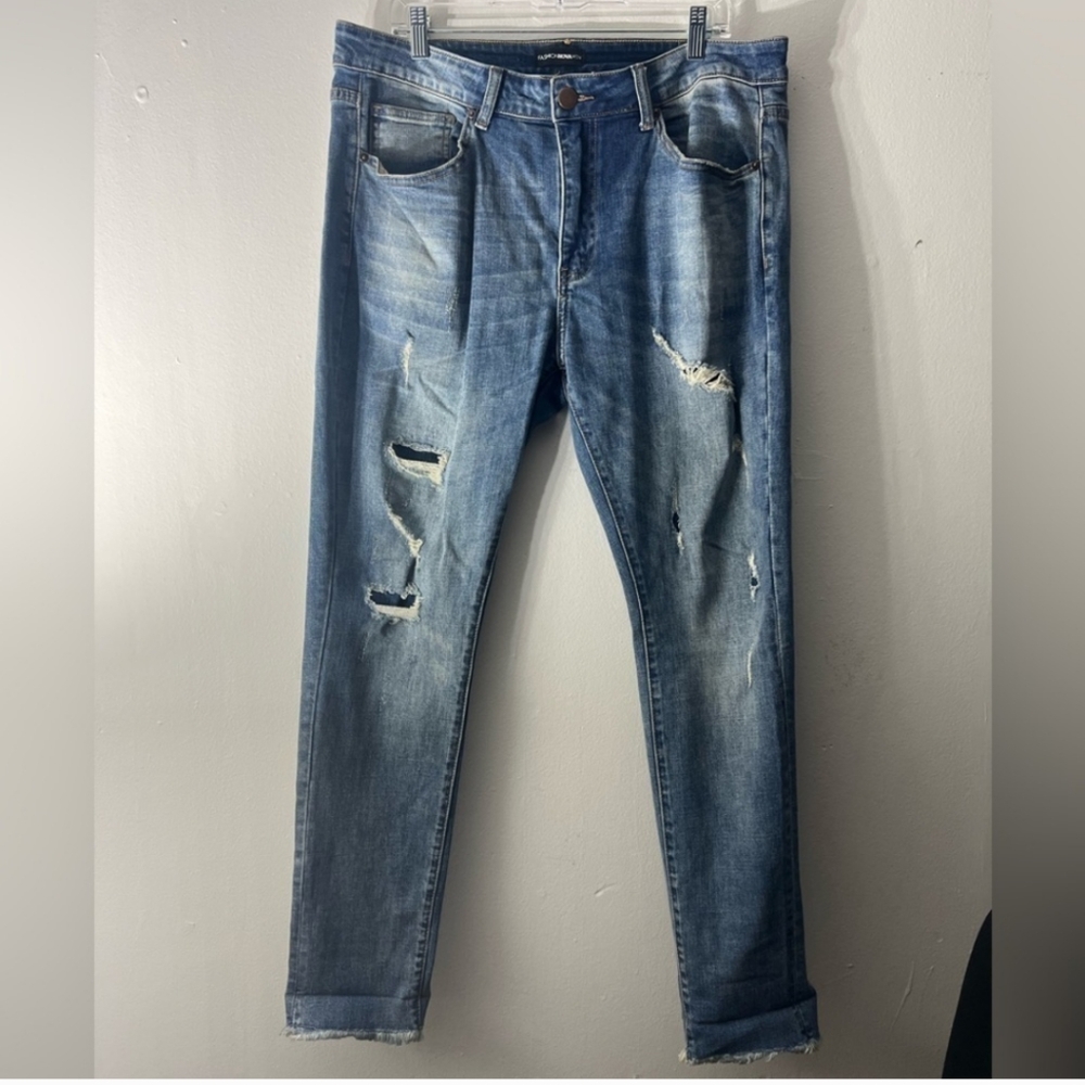 Fashion Nova Blue Skinny Jeans Distressed